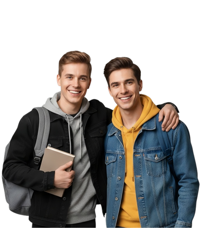 Dos jóvenes estudiantes juntos